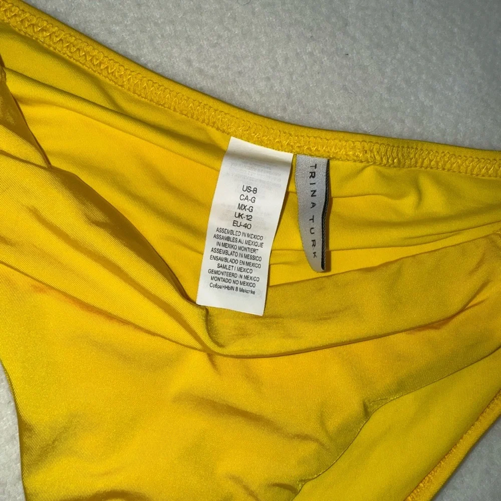 Trina Turk SZ 8 Studio Solids Shirred Tab Side‎ Bikini Bottoms SUNSHINE yellow